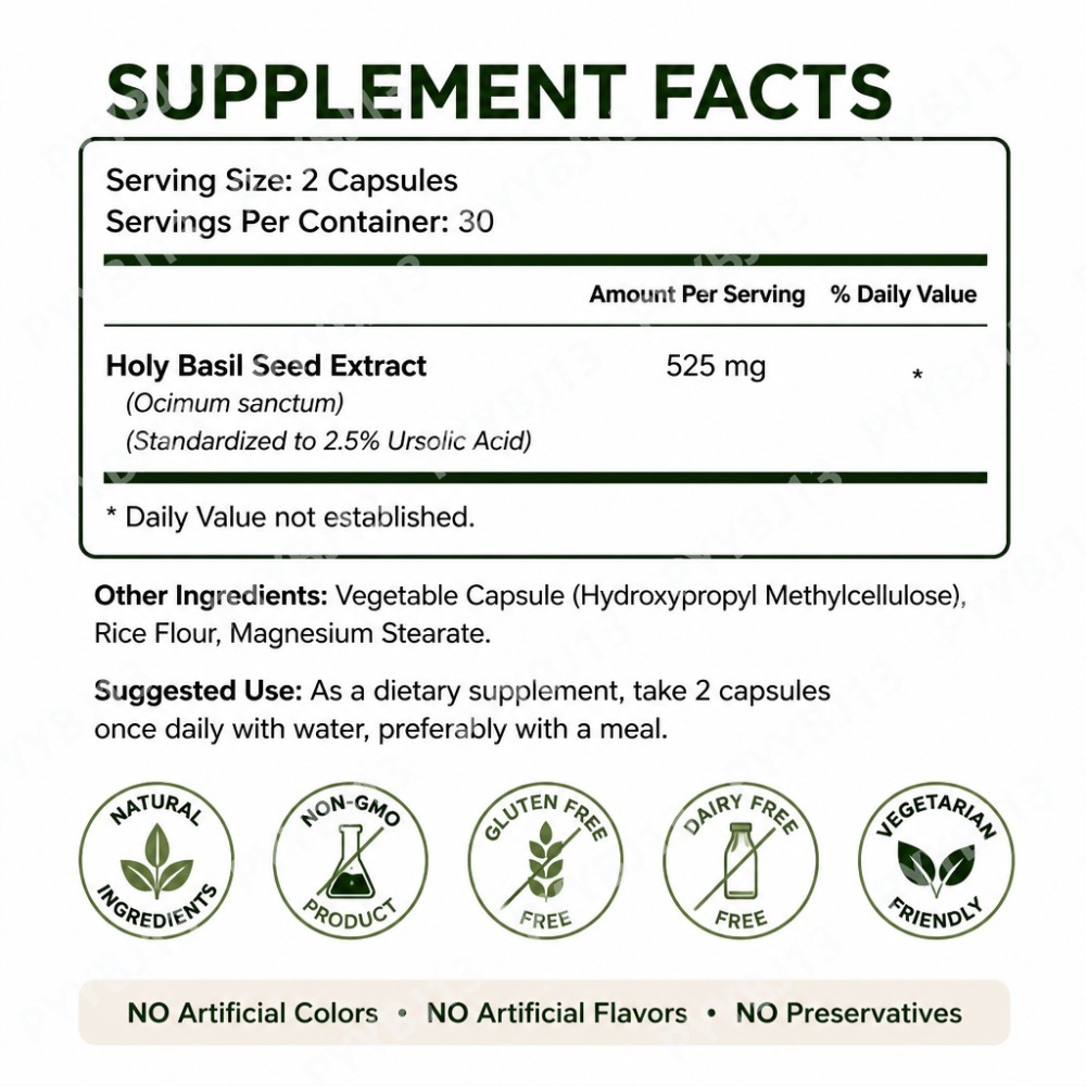 Cápsulas de Extracto de Semill - Tulsi Holy Basil reseña y precio