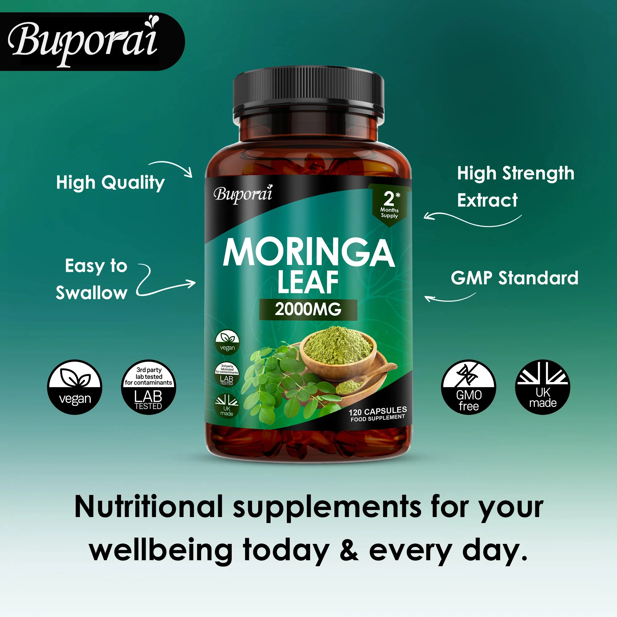 Cápsulas de hoja de Moringa: a - Tulsi Holy Basil reseña y precio