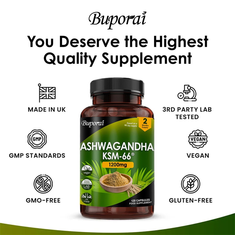 Ashwagandha KSM-66 1200 mg: ap - Tulsi Holy Basil reseña y precio
